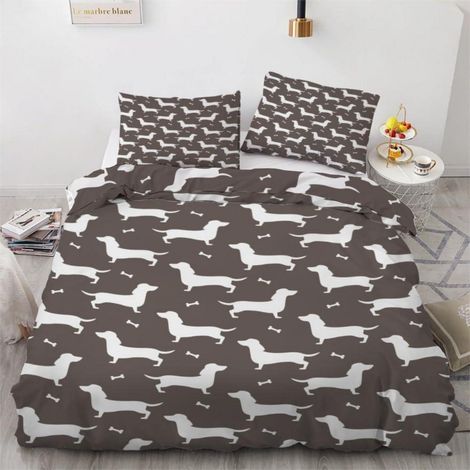 Bettwäsche-Set Dackel 135x200 cm 2-teilig Mikrofaser mit Reißverschluss