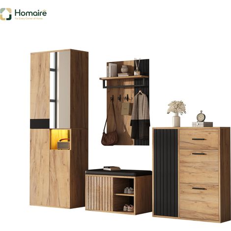 Schwarz Kleiderschrank 215 x 36 x 190 cm Polyester HOMAIRE (1/5)