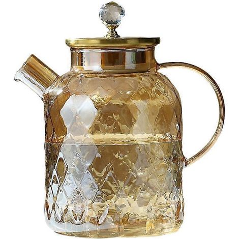 Verre théière avec couvercle et filtre champagne thé bouilloire froid et chaleur thé machine pour blooming fruits thé (1/5)
