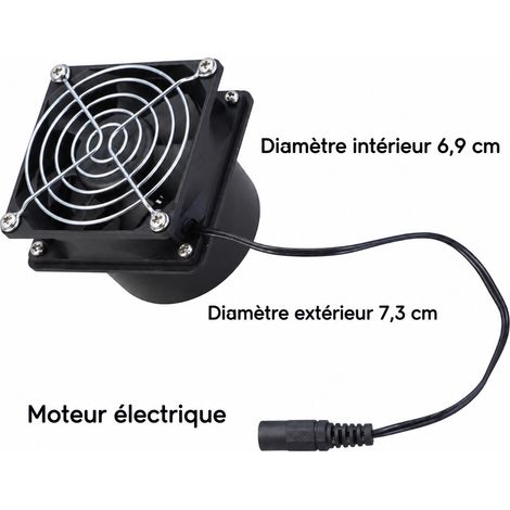 Ventilateur 8025 12V câble DC évacuation des fumées 1 grille de protection 1 conduit circulaire à bride 4 4.01 39.4 0.13 7 × 8,6 × 8,6 cm 130 g – Livraison gratuite