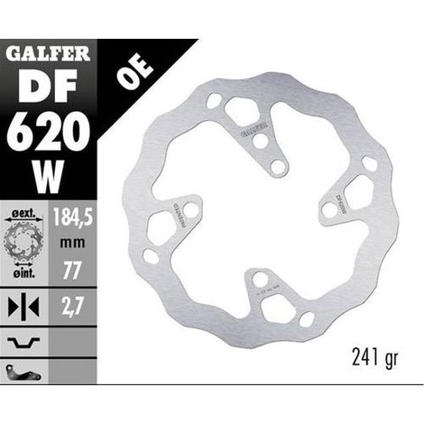 Disco de freno trasero Galfer Wave Beta Evo 125-300 2020-2023, 184x2,7 mm