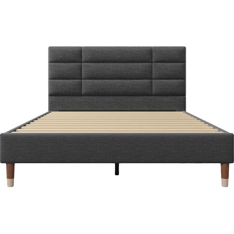 Letto imbottito, stile moderno, struttura robusta, grigio scuro, 140x200 cm (1/2)