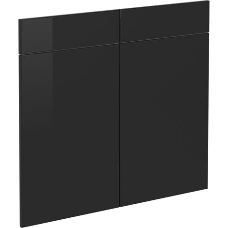 Frente de cocina R-Line, Negro brillo intenso, 79.2 x 70.8 cm frente de mueble para mueble bajo con cajones, Vicco (1/5)