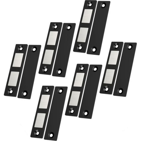 Lot de 6 Ultra Mince Aimant Porte Placard Puissant Loquet de Porte Magnétique pour Porte d'armoire, Aimant Fermeture pour Porte Coulissant Aimant Placard de Cuisine, Maison, Tiroir, Noir