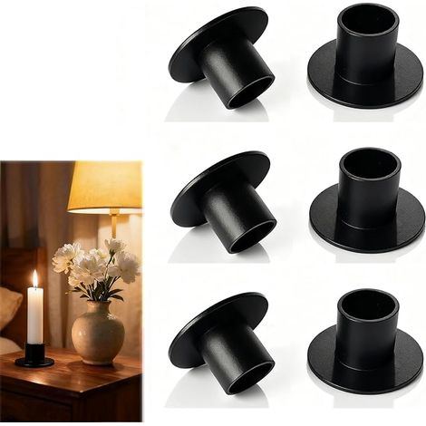 Porte-Bougies Décoration de Table Bougeoir en Métal Décoration Romantique Dîner Mariage Noël (Noir) (1/5)