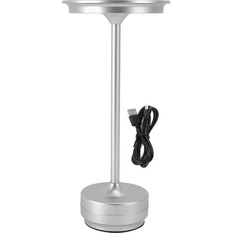 Lampe de table LED sans fil en aluminium et fer, 3 sources de lumière, contrôle tactile, réglable en continu, table de chevet rechargeable pour chambre à coucher, bureau, bar, argent (1/5)