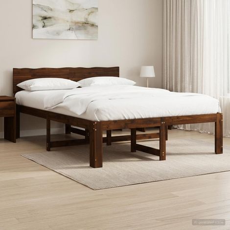 Cama doble con cabecero ROSTOCK Marrón Oscuro 140 x 200 cm (1/5)