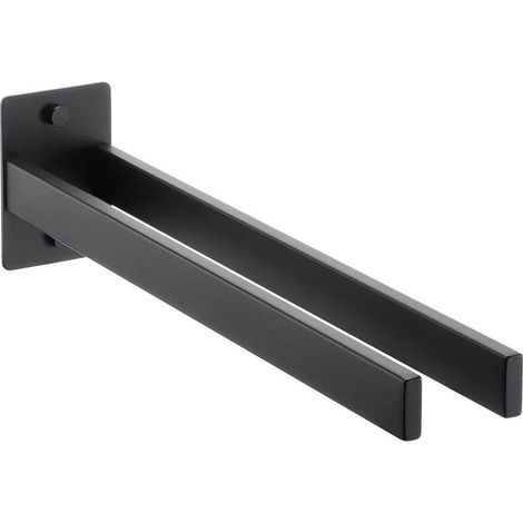 Porte-serviette- Mural, acier inoxydable, adapté pour salle de bain ou cuisine, 38 cm, noir