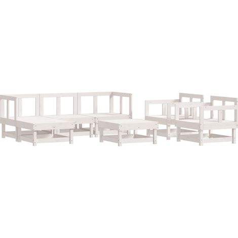Maison Exclusive - Set Salotto da Giardino 7 pz Bianco in Legno Massello di Pino