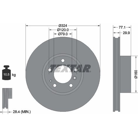 Lot de 2 Disques de frein Textar 92058300 ALPINA 1159602 1159895 1159910 1159916