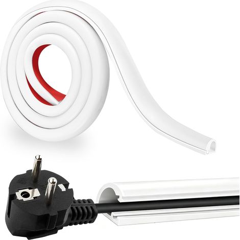 Goulotte de Mini-câble de 1 m, Blanche, Auto-adhésive, 14 × 10 mm, Conduit en Silicone pour 1 câble, goulotte Murale, Cache-câbles et Protection pour la Maison et Le Bureau (1/5)