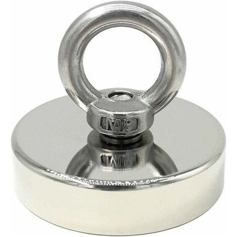 Super strong neodymium magnet 120 kg - Powerful magnets - Ideal for magnetic fishing - Ø 60 mm with neodymium eyelet (1/4)