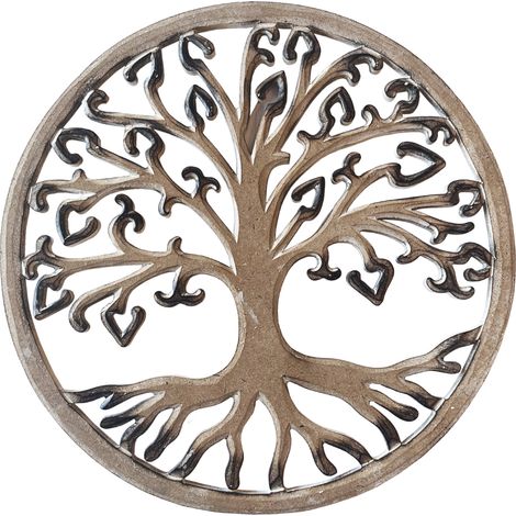 Décoration murale arbre de vie en bois – Artisanale de Bali – 30x30 cm – Unique avec imperfections naturelles (1/2)