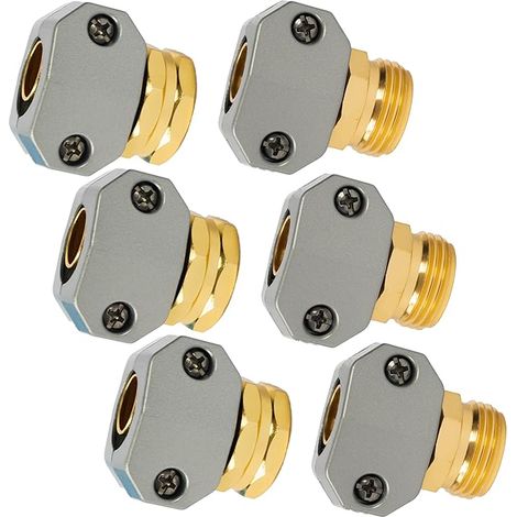 Kit de réparation pour tuyau d'arrosage : kit de réparation d'embouts en 3 parties, connecteurs mâles et femelles compatibles avec les raccords de 5/8" et 3/4". (1/5)
