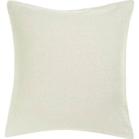 Taie d'Oreiller Carrée 65 x 65 cm en 100% Lin Lavé - Coloris Craie - PANGIVO (1/5)