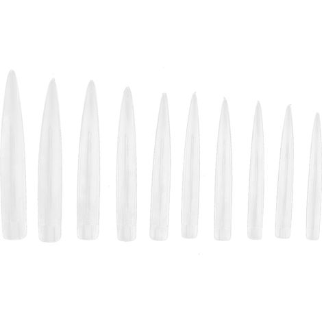 10 pointes d'ongles longs professionnelles, lot de 10 faux ongles naturels pour salon à domicile, outil de manucure couleur naturelle. (1/5)