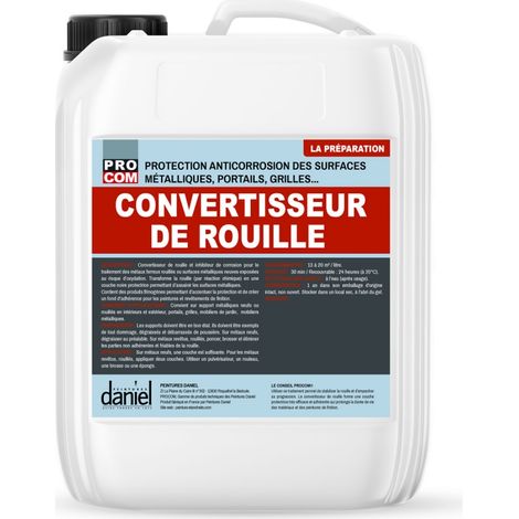 Procom – Convertisseur de rouille et inhibiteur de corrosion 5L – Finition métal – Rendement 13 à 20 m²/L – Séchage rapide 30 min (1/2)