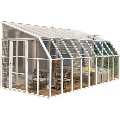 Lean To Greenhouse Sun Room Clear 8X18 - Polycarbonate/Acrylic - L570 x W257 x H266 cm
