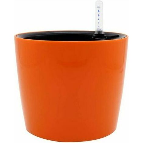 Round Self Watering Flower Pot with Water Indicator for Indoor or Outdoor Use Plastic Planter (Orange) (1/5)