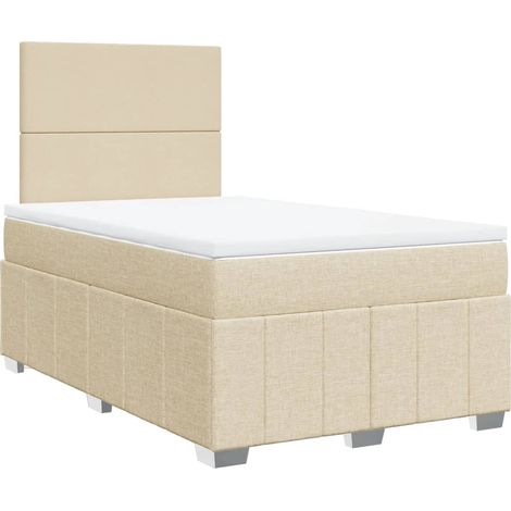 Sommier à lattes de lit avec matelas crème 120x190 cm tissu (1/5)