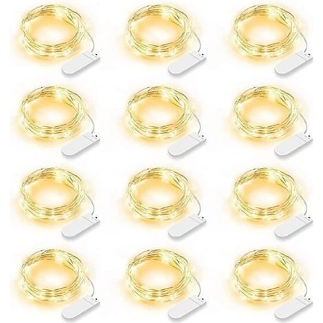 Guirlande Lumineuse - 2 m - 20 LED - Blanc Chaud - IP65 - Piles (1/4)