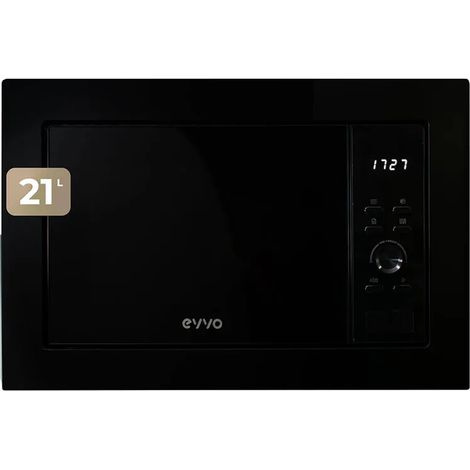 Micro-ondes encastrable EVVO Mi30 Black, 21 L, micro-ondes avec fonction gril, écran digital, verrouillage enfant et minuterie