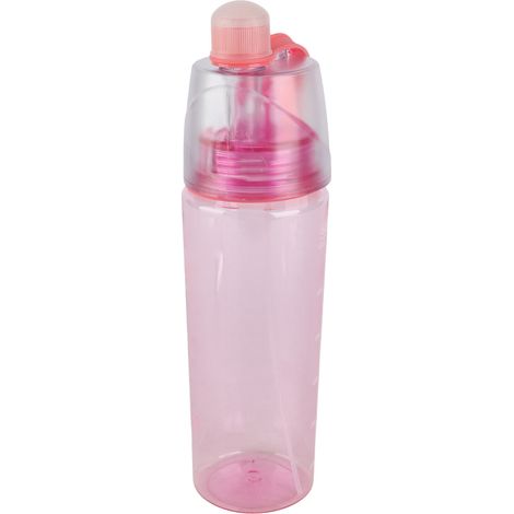 Bouteille d'eau anti-fuite avec tête de pulvérisation en plastique transparent portable de 600 ml (rose) (1/5)