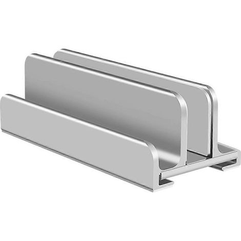 Multifunktionaler vertikaler Laptopständer, Tablet-Aufbewahrungsständer, verstellbare Dual-Slot-Dockingstation, silber L401.