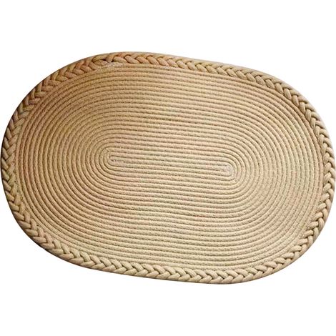 Tapis de chambre tissé à la main, tapis de chevet, tapis ovale pour bureau ou salon, tapis de sol beige uni (1/5)