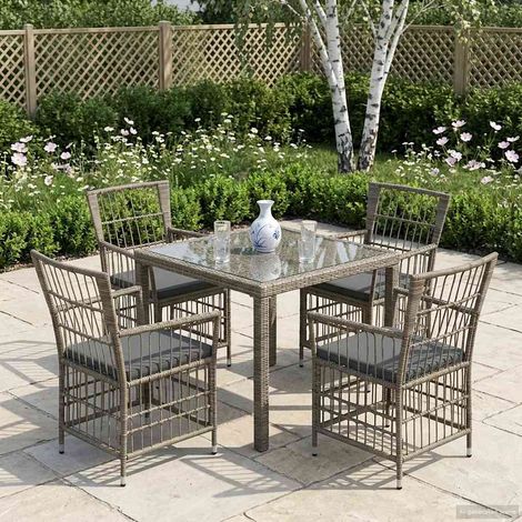 vidaXL Sedie da giardino 4 pz Grigio polyrattan (1/5)
