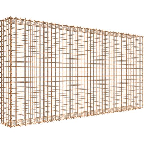Gabiondeco - Gabion aspect rouille 200 cm x 100 cm x 20 cm (L x H x P). taille des mailles 5 x 5 cm. formation de rouille naturelle en cours - Made in Germany (1/3)