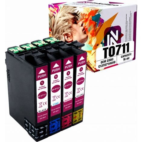 Inchiostro Inkdigo T0711-T0714 compatibile con Epson Stylus D120 DX4000 SX600FW, certificato TÜV. (1/5)