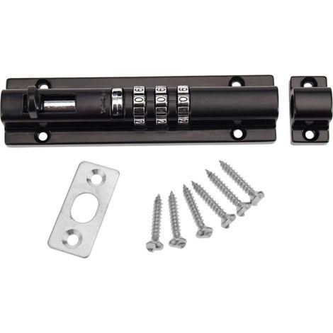 Verrou de Porte à Code Mécanique Serrure Verrouillage Portail à Combinaison sans Clé Vis de Fixation pour Armoire Jardin Garage Noir (1/5)
