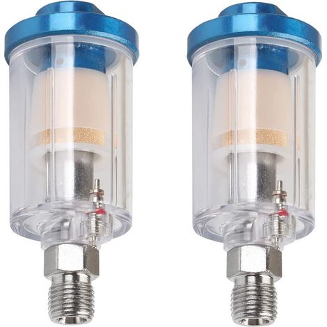 Lot de 2 séparateurs d'eau et d'huile pour aérographe - Pour compresseur d'air - Entrée et sortie NPT de 6,35 mm (1/5)