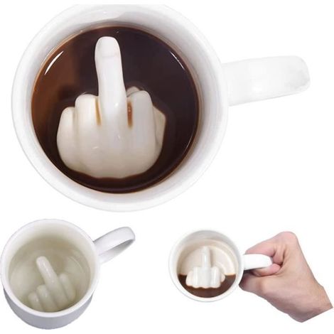 Tasse à café - Amusante - 3D - Céramique - Blanc - Design unique (1/4)