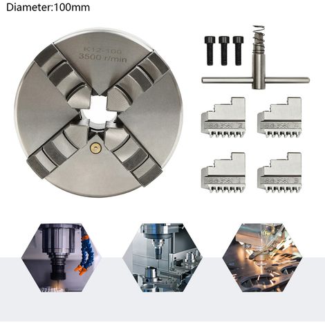 100mm 4 Backenfutter Vierbackenfutter Drehbank Chuck Selbstzentrierendes Spannfutter Vierbackenfutter für Gewöhnliche Drehmaschinen Schleifmaschinen Fräsmaschinen