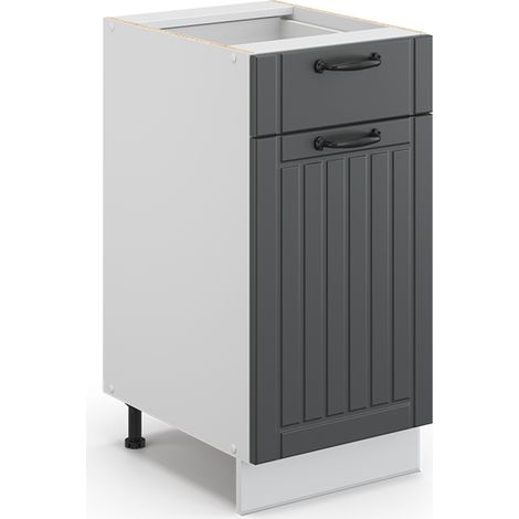 Mobiletto base per cucina Fame-Line, Antracite rustico, 40 cm senza piano di lavoro, Vicco
