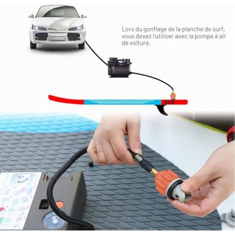 Adaptateur de valve JEEZAO Sup Schrader pour bateau pneumatique, kayak, canoë, paddleboard, gonflage rapide (1/3)