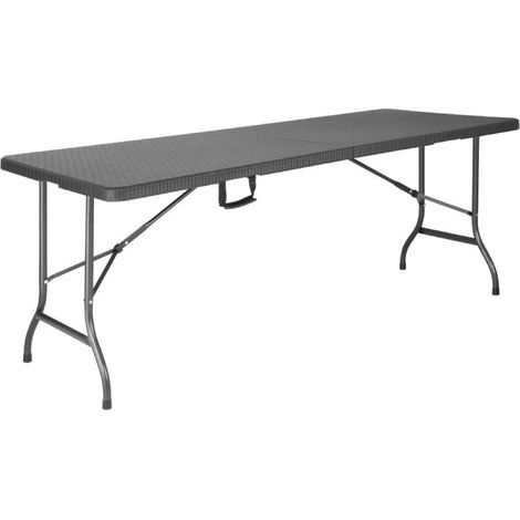 Table pliante rectangulaire en rotin PE noire - BOLERO (1/5)