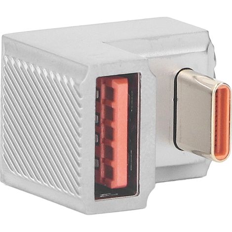 Adaptateur USB femelle vers Type-C mâle mécanique avec voyant lumineux, en forme de U, supporte jusqu'à 10 Go et 120 W. (1/5)