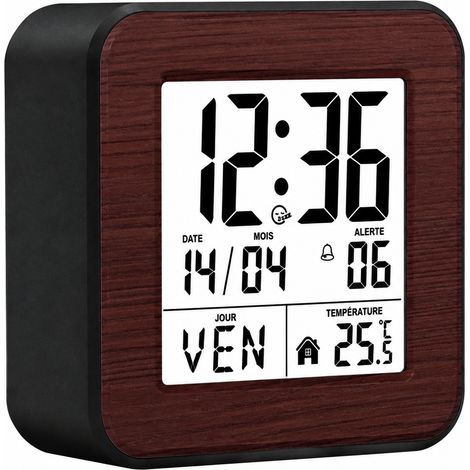 Réveil numérique LCD H170 motif bois marron avec veilleuse blanche, température et calendrier réf 4271 10,8 × 4,7 × 9,6 cm 115 g – Livraison gratuite