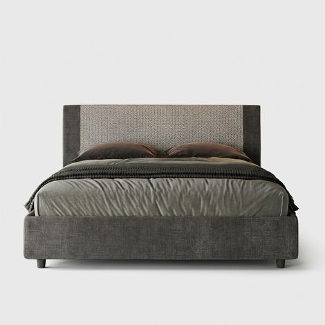 Doppelbett 160x190 mit Bettkasten Stoff Rosal Norris Labirinto - Dunkel Grau (1/5)