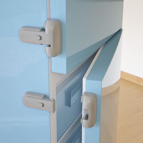 Lot de 2 verrous de sécurité bébé (gris) pour réfrigérateur, verrous de sécurité enfant pour porte de congélateur, verrous de sécurité pour porte de tout-petit (1/5)