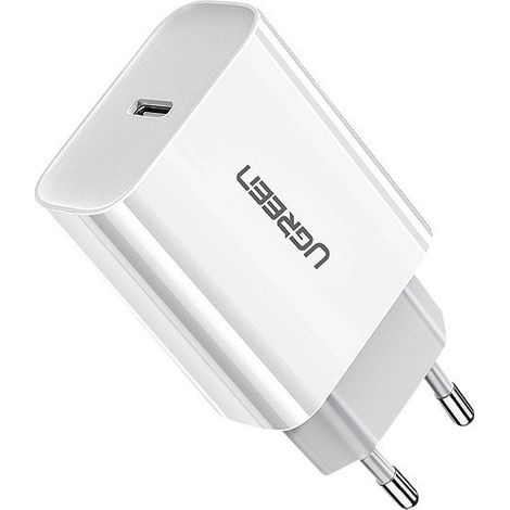 Ugreen 18W WandLadegerät USB PD Netzteil Schnell Fast Charge Power Delivery 3.0 Quick Charge 4.0 + 18 W 3A komaptibel mit Smartphone weiß
