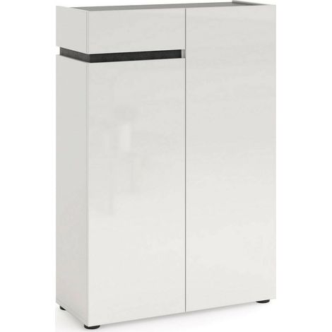 Scarpiera Badolato, Mobile Portascarpe un Cassetto, 5 Ripiani Made in Italy, 34x80x115h cm Bianco Lucido (1/4)