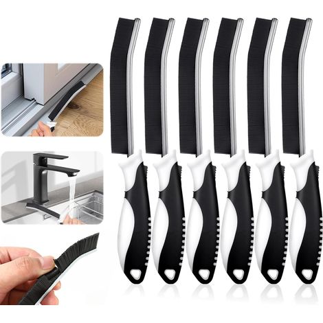 Brosse a Joint Lot De 6, Brosse-Nettoyage Salle De Bain, Brosse-Nettoyage à Poils Durs, Brosse De Nettoyage Des Interstices, Pour Cuisine, Salle De Bain Et Rails De Fenêtre,évier, Douche Et Sols, Noir (1/5)