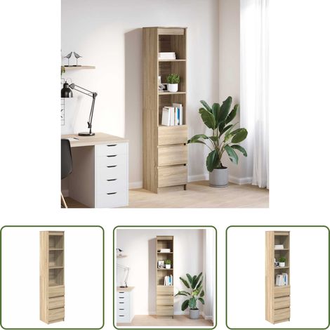 Hochschrank - Highboard Sonoma-Eiche 37,5x35x180 cm Holzwerkstoff (1/5)