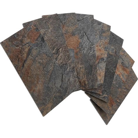 Lot de 100 carreaux muraux autocollants en PVC pour crédence de métro - Pour cuisine et salle de bains - 7,5 x 15 cm - Ardoise rouille (1/5)