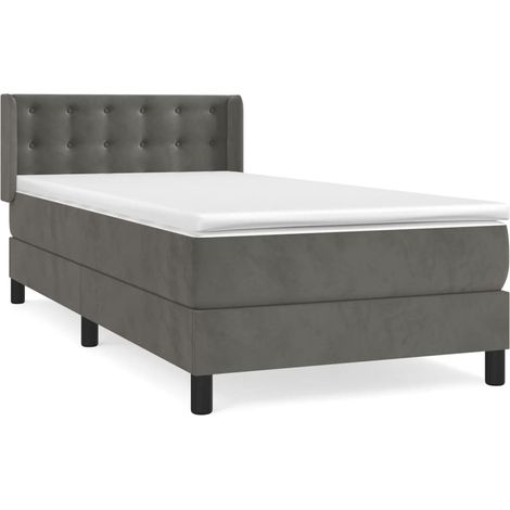 Maison Exclusive - Giroletto a Molle con Materasso Grigio Scuro 90x200 cm Velluto