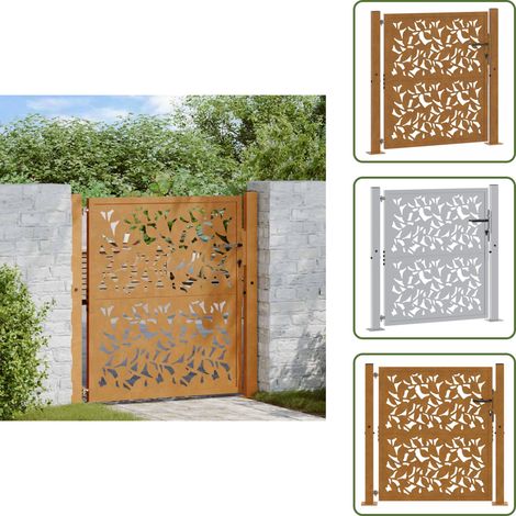 Gartentor 105x105 cm Wetterfester Stahl Blatt-Design - Gartentor - Gartentore - Zauntor - Sicherheitstor (1/5)